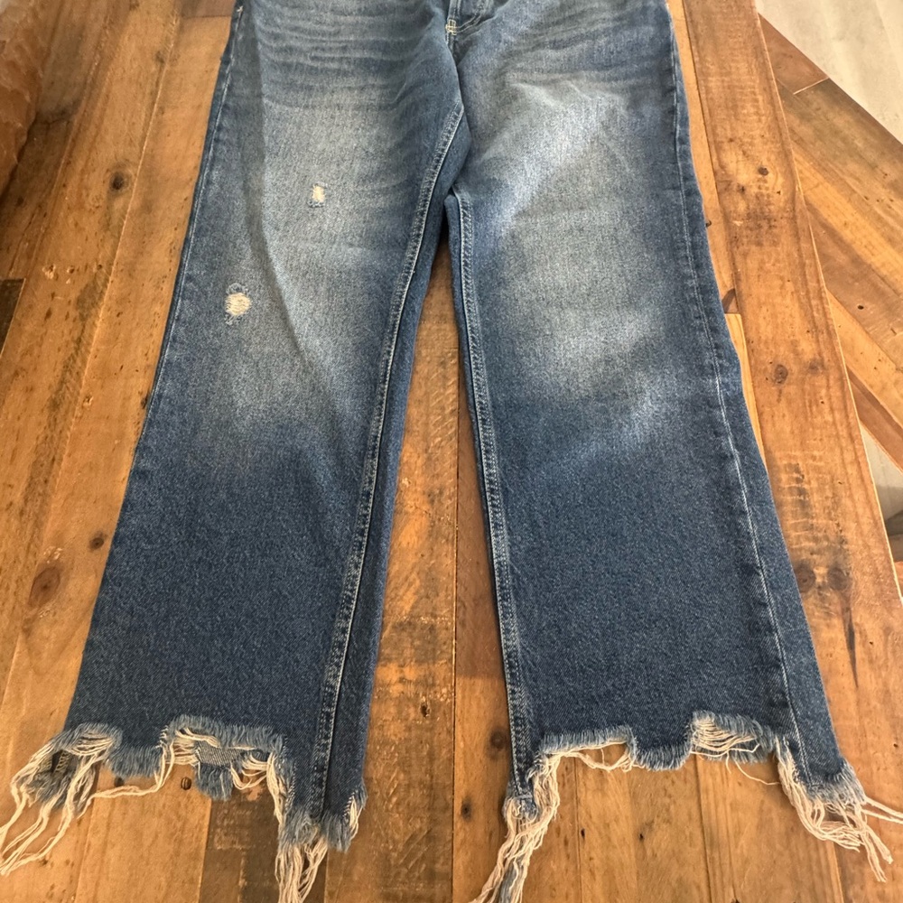 Free People Women's Straight Up Baggy Medium Wash High Rise Jeans #OB1463178 - Picture 8 of 12